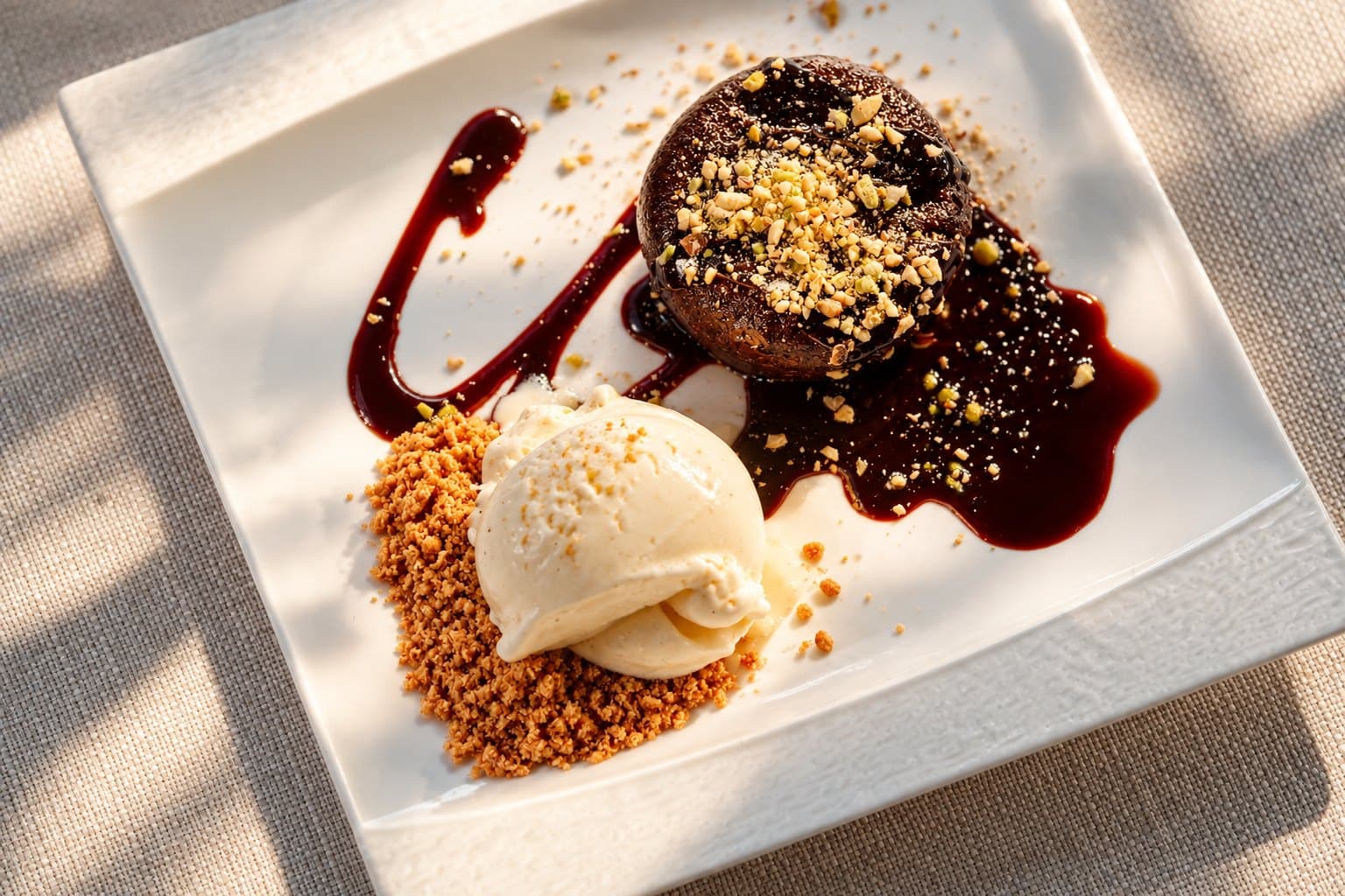 Desert de ciocolată cu înghețată de vanilie