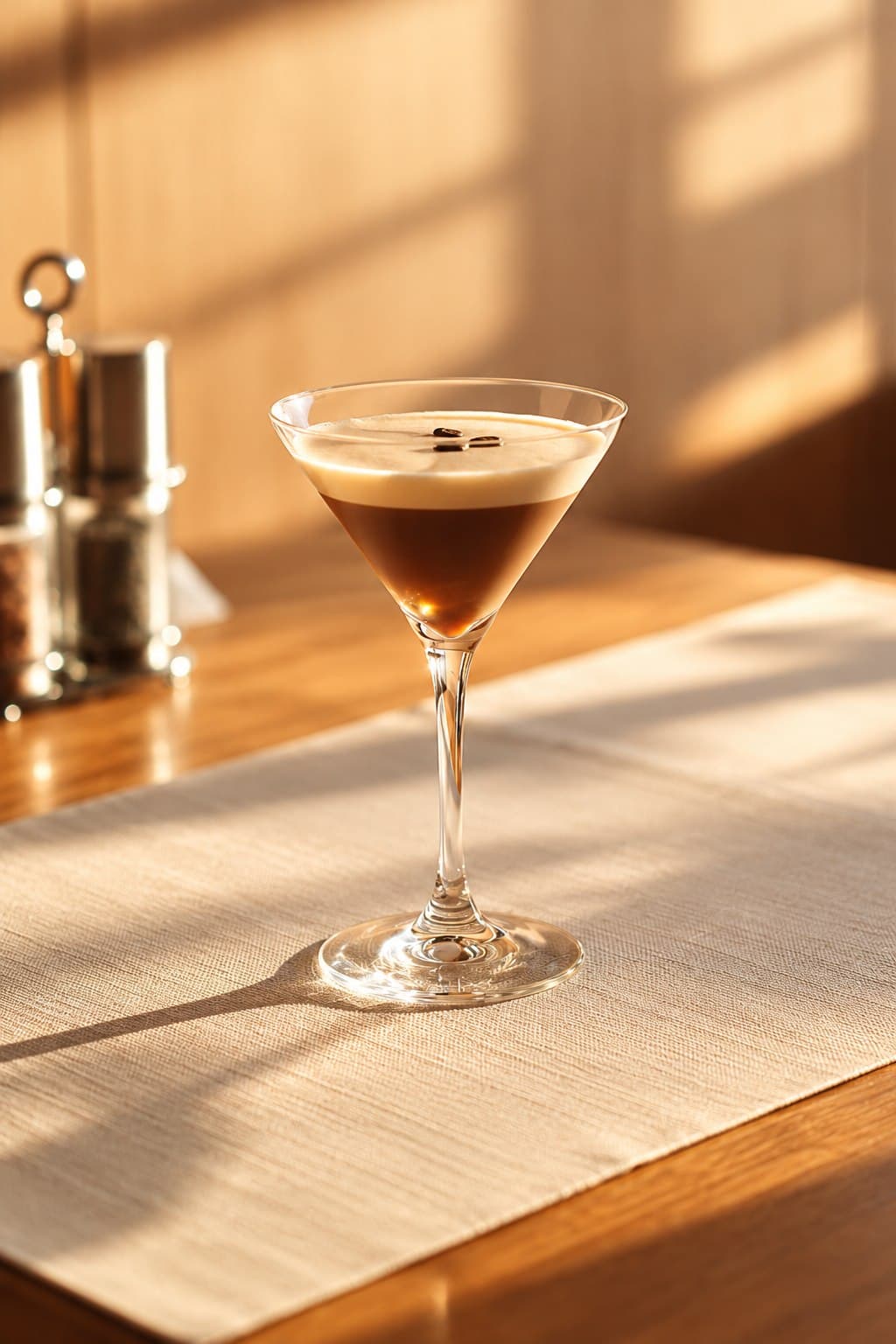 Espresso Martini în lumina apusului