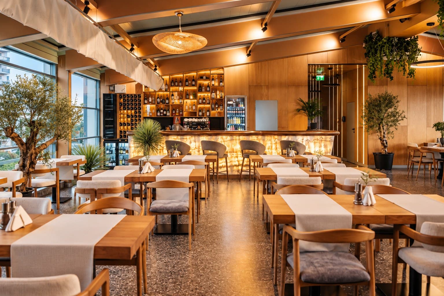 Restaurantul LUMI seara, la același etaj cu sala de conferință